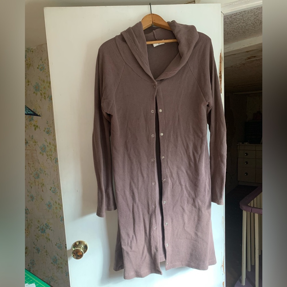 Conscious Clothing Atlas hooded long cardigan waffle knit, discontinued color!
